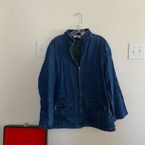 Vintage Denim Zip-Up Utility Jacket